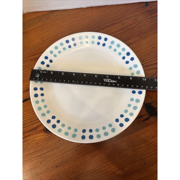 Corning Corelle Key West / Dinner Plates Blue Turquoise Dot 4 Piece - Picture 7 of 7